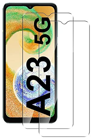 [2 unidades] Protector de pantalla de cristal blindado para Samsung Galaxy A23 / A23 5G, dureza 9H, sin arañazos, cristal antiaceite, antiburbujas