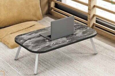Folding Laptop Table Bed Stand Computer Desk Picnic Food Kids Children Table (Black Marble)