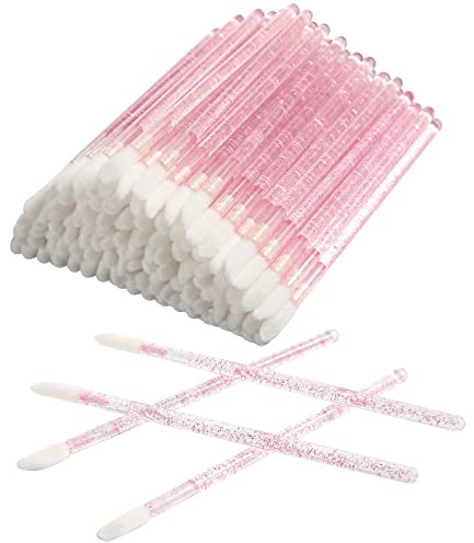 500 Pcs Disposable CrystaLip Brush Lip Gloss Applicators Lipstick Gloss Wands for lip care & Makeup Tool Kits (Pink)