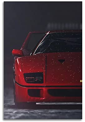 DIMAO Supercar Poster für Ferrari F40 Sportwagen, dekorative Leinwand, Wand- und Kunstbild, 30 x 45 cm
