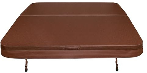 Whirlpool Abdeckung Spa Deckel 210 x 210cm Sichere Outdoor-Schutzhülle Quadratisch Hardtop Wetterfest PVC-Leder UV-schimmel- und flammfest 4 x Abschließbare Gurte mit Schlüsseln 6 x Hebebügel – Braun