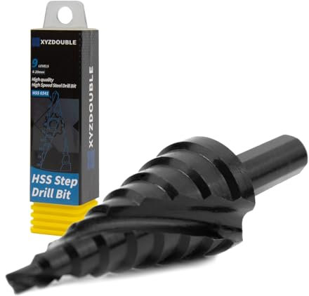 HSS Step Drill Bit 4-20mm High Speed Steel Step Cone Bits Hole Cutter Hex Shank Metric Double Slot Cone Cutting Drill for Wood Sheet Metal PVC Thin Metals