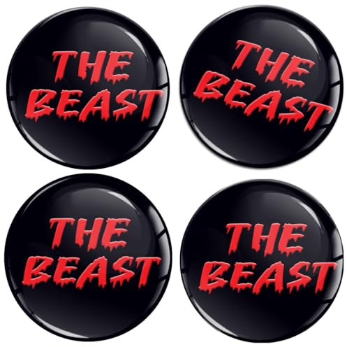 SkinoEu 4 x 55mm Aufkleber Autoaufkleber für Radkappen Nabenkappen Nabendeckel Radnabendeckel Rad-Aufkleber Biest Rot Beast A 1955