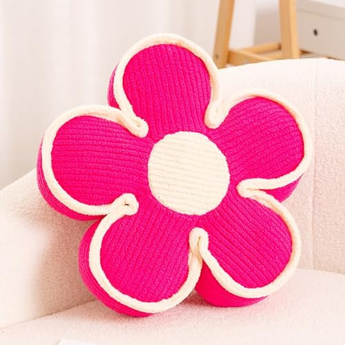 Kcvvcr Morbido cuscino da pavimento a forma di fiore, decorativo, grazioso cuscino in peluche per divano, letto (35 cm, fucsia)