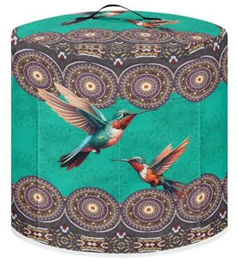 Xoenoiee Boho Mandala Hummingbird Print Kitchen Appliance Dust Cover with Pockets, Electric Pressure Cooker Cover Compatible with Rice Cooker Cover Air Fryer Cover, for 6 Quart, CZ45