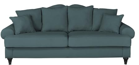 Furn.Design Sofa in blau/grün Mikrofaser Couch 3,5-Sitzer Wohnzimmergarnitur im Landhaus-Stil 230 cm Adelina (Blaugrün)