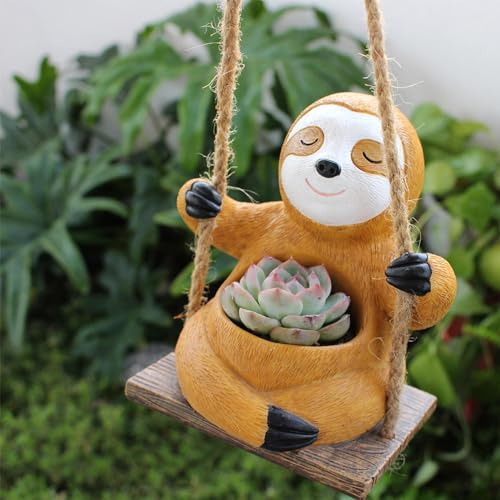 Swinging Plant Pots Lustige Tier Blumentopf Schaukel Harz Blumentopf Hängend Für Innen Außen Pflanzen Garten Deko Übertopf Geschenk Für Gartenliebhaber