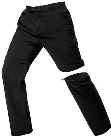 Lufebut Wanderhose Herren Zip Off Sommer, Abnehmbar Trekkinghose Outdoorhose mit 5 Taschen, Atmungsaktiv Schnell Arbeit Hosen Trockend Funktionshose Softshellhos(Empfohlen: eine Größe größer wählen)