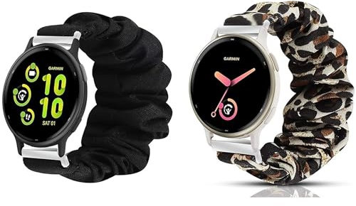 Blueshaweu Cinturino di ricambio elastico da donna per Forerunner 165, 20 mm, in tessuto, compatibile con smartwatch Garmin Forerunner 165/vivoactive 5/Forerunner 55
