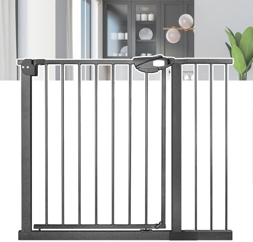 FIVMEN Treppenschutzgitter 90cm Türschutzgitter ohne Bohren N Stop Safety Tür- & Treppengitter mit Auto-Close Kinderschutzgitter Türgitter Hunde Baby Schutzgitter, für 95-105cm (Schwarz)