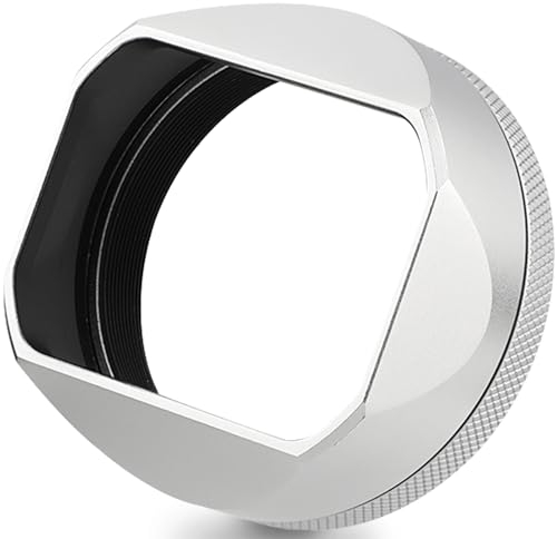 Haoge Quadratische Gegenlichtblende aus Metall für die Kamera Fujifilm Fuji X100VI, Silber mit 49 mm UV-Filter-Adapterring