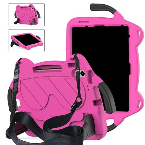 SharkProten Étui pour enfants pour Lenovo Tab M11/Lenovo Tab P11 TB-J606F/P11 Plus TB-J607F/Xiaomi Redmi Pad SE (2023), étui pour tablette en EVA léger + PC adapté aux enfants, rose + noir