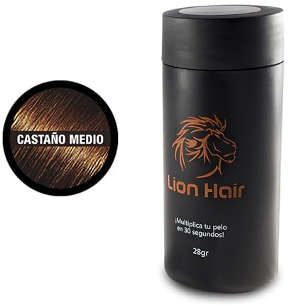 LION HAIR. Haarfasern, 28 g, vermehren Sie Ihr Haar in 30 Sekunden, Baumwoll-Fasern für Damen und Herren (Medium Brown (Mittelbraun))