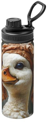 Borraccia isolata con sciarpa e paperella, in acciaio inox, con coperchio, per adulti, ideale per l'uso quotidiano e attività all'aperto