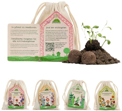 Die Stadtgärtner – Saatkugeln Komplettpaket I Komplett-Set aus 8 verschiedenen Sorten Samenbomben I 100% ökologisch & mindestens 2 Jahre haltbar I Sichere dir das Vorteils-Set