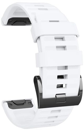 Amzpas Armband für Garmin Fenix 7/Fenix 7 pro/Fenix 6/Fenix 6 Pro/Fenix 5/Fenix 5 Plus/Fenix 8 47mm Armband,Quickfit 22mm Armband für Forerunner 935/945/965/Instinct 2/Approach S60 S62(Weiss)