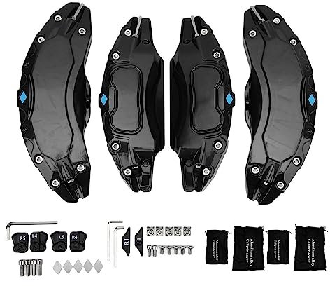 4 Pezzi Copertura Pinza Freno Auto in Lega di Alluminio Copertura Pinza Freno a Disco Anteriore Posteriore Copertura Pinza Auto di Ricambio per (Nero)