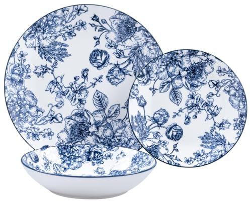 Servizio Piatti per 12 Persone in Gress Porcellana 36 pezzi per Lavastoviglie modello (Roses)