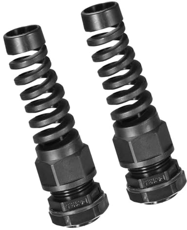 Unifizz 2 Pcs PG13.5 Cable Gland 6-12mm Wire Hole Waterproof Nylon Connector with Bend Protection and Locknut