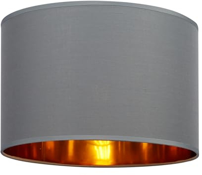 GIGGI Fabric Lamp Shades with Golden Inner Light Shade Ceiling – Modern Lampshades for Ceiling Lights, Lamp Shades for Table Lamps, Floor Lamps, Living Room, Bedroom, Home Décor (Grey, 10)