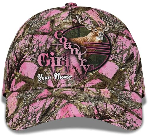 Damen Herren Snapback Kappe Atmungsaktiv Baseballmütze Mode Basecap Für Draussen Wander Golf 3D-Druck Anpassen Hirsch Jagd Rosa Echte Baum Camo - Country Girl