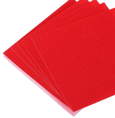QUARKZMAN 50 Blatt Glitzer Origami Papier 6x6 Zoll Bastelfaltblätter Rot | Glitzernde Quadratische Faltblätter, 10x10 cm, Für DIY Bastel- und Kunstprojekte