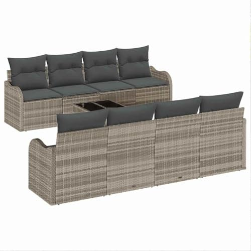vidaXL Gartensofa-Set Hellgrau 55 x 55 x 37 cm Poly-Rattan, Garten und Terrasse, modernes modulares Design, UV-beständige Materialien, leichtes Sofa-Set, Außensitzgruppe