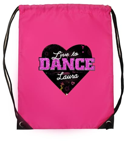 Custom Personalised 'Live to Dance' Pink Kit Bag, 3-11 Years | Back to School, Dance, Ballet, Tap, Street