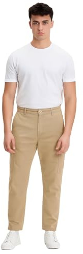 Firetrap Mens Cargo Trousers Chino Cotton Blend Utility Pants | Casual Combat Bottoms with Multi Pockets | Workwear Outdoor Streetwear for Men Stone 34W/32L