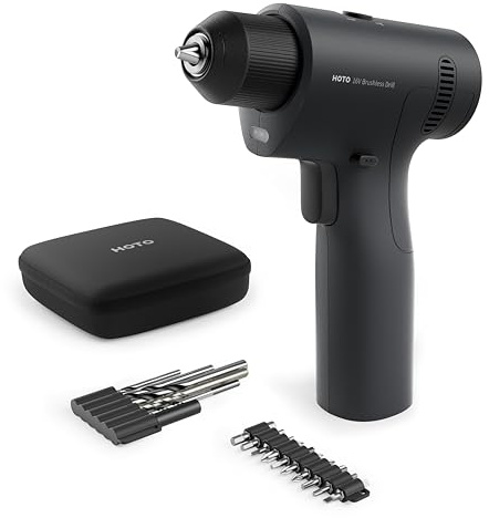 HOTO 16V Brushless Power Drill, 50 N·m High Torque with Smart Display, Auto Mode and LED Light, 10 Bits, 5 Drill Bits, 3/8” Keyless Chuck, Two Working Modes, Perfect for Home Repairs and Projects
