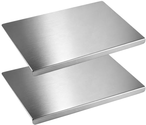 APACALI 2 Stück Schneidebrett Edelstahl, 30 x 40cm Küche Schneidbrettchen, Metall Schneidebrett zum Kochen, Edelstahlbrett zum Schneiden für Fleisch,Gemüse, Kneten