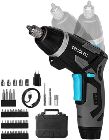 Cecotec Avvitare Elettrico Compatto PowerGyro 4000 Flash. Convertibile 2in1, 3,6V 1500mAh, USB-C, 200rpm, Coppia 6Nm Regolabile, Giro Bidirezionale, Include Punte e Chiavi per Lavori Precisi e Veloci