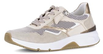 Gabor Damen Low-Top Sneaker, Frauen Sandalen,elastisch,gepolstert,polsterung,feminin,pink,Wide-fit,h-Weite,Cherry,beige k./Weiss,44 EU / 9.5 UK