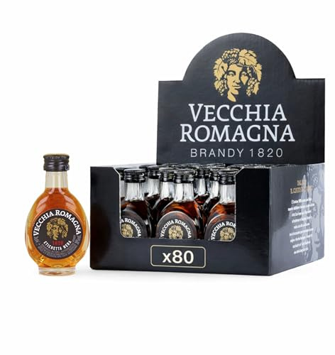 Vecchia Romagna Etichetta Nera Brandy Mignon 80 x 3cl | Confezione da 80 Mignon da 3cl