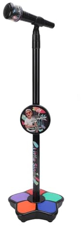 Bewinner Jouet Microphone pour Enfants avec 5 Lumières Colorées, Chansons Intégrées et Effets Sonores Amusants, Haut-Parleur Clair et Conception de Micro sur Pied, Facile à Utiliser pour Chanter