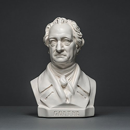 Johann Wolfgang von Goethe Skulptur aus hochwertigem Zellan, echte Handarbeit Made in Germany, Büste in weiß, 20cm