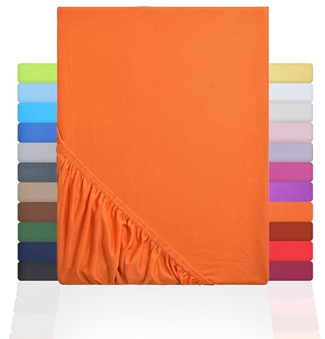 NatureMark Jersey Spannbettlaken, Spannbetttuch 100% Baumwolle in vielen Größen und Farben MARKENQUALITÄT ÖKOTEX Standard 100 | 90 x 200 cm - 100 x 200 cm - terrakotta