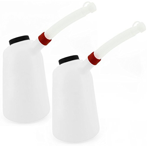 2x Ölkanne 3 Liter Set Behälter flexibler Ausgießer Füllkanne Kunststoff Weiß