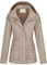 WenVen Veste Femme mi Saison Parka Grande Taille avec Capuche Amovible Veste Militaire Coupe Ajustée Veste Classique Automne Hiver Manteau Trench Coat Manteau en Coton Kaki L
