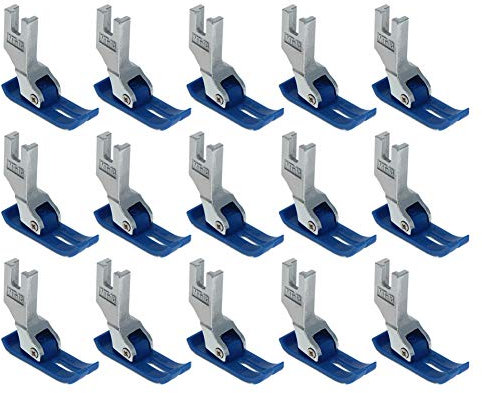 Othmro MT18 Lot de 15 pieds presseurs extra fins et précis en plastique pour machine à coudre industrielles pour la couture de matériaux épais et fins Compatible bleu, argenté