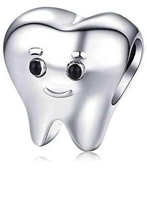 Charm-Anhänger für Pandora-Charm-Armband aus Sterlingsilber, Motiv: Smile Tooth, Sterling-Silber