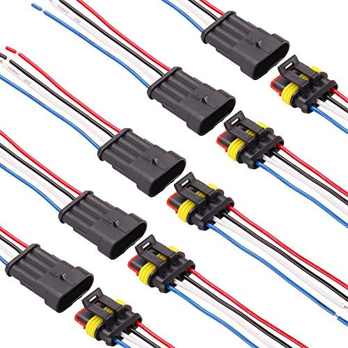 Kinstecks 5 Kit Connettore elettrico impermeabile a 4 pin Connettori elettrici per cavi elettrici con filo per camion per auto Motocicletta e altri collegamenti