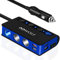 OOWOLF Quick Charge 3.0 Cigarette Lighter Adapter,180W 12V/24V 3-Socket DC Power Car Splitter with 6.6A 4 USB Ports,LED Display Voltage, Individual Switch (Blue)