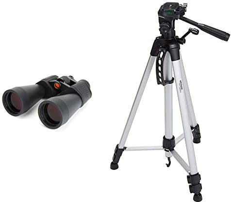 Celestron 71007 SkyMaster 12 x 60 Binocular & Amazon Basics 60-Inch Lightweight Tripod with Bag