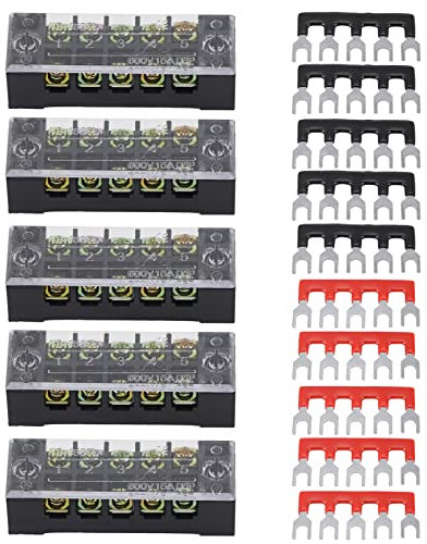 morsettiere per elettrici + Morsettiera | Morsettiera a vite a doppia 5 posizioni 5 posizioni 600V 15A + 10 strisce barriera terminale preisolate