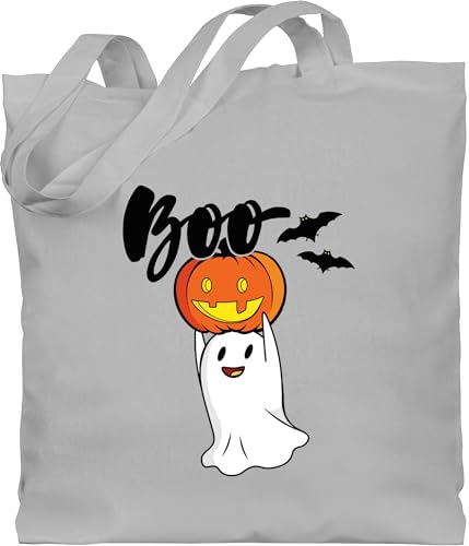 Baumwolltasche - Halloween - Taschen - Boo Geist Kürbis Gespenst Gespenster Geister - Unisize - Hellgrau - tasche haloween outfits buh einkaufstaschen sammeltasche halowen ghost tragetasche