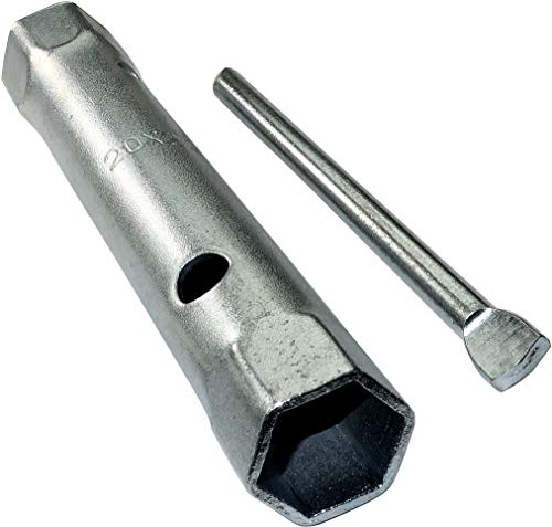 AERZETIX - C45634 - Rohrschlüssel Gerade 20x22mm 6-Seiten mit starrem Stift/abnehmbarer Klemme Tourniquet - Drehkreuz - Monoblock - Doppelter Rohrschlüssel - Gewindebohrer - aus CR-V-Stahl