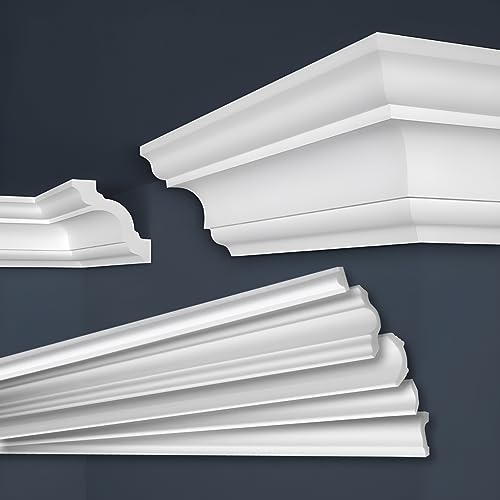 MARBET DESIGN Stuckleisten XPS Styropor weiß - Deckenleisten Deckenabschlussleisten E-Leisten - (40 Meter / 20 Leisten E-16)