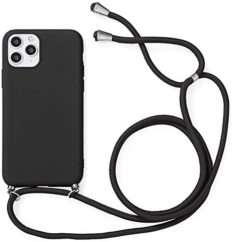 Yoedge Coque Collier pour Oppo A5 / A9 (2020) Cordon Silicone Motif Dessin, Etui Housse avec Cordon Réglable Téléphone Lanyard Case pour Oppo A9 2020 6,5 Antichoc Collier Cover, Noir