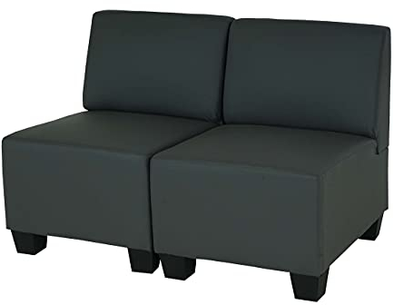 Modular 2-Sitzer Sofa Couch Lyon, Kunstleder - dunkelgrau, ohne Armlehnen